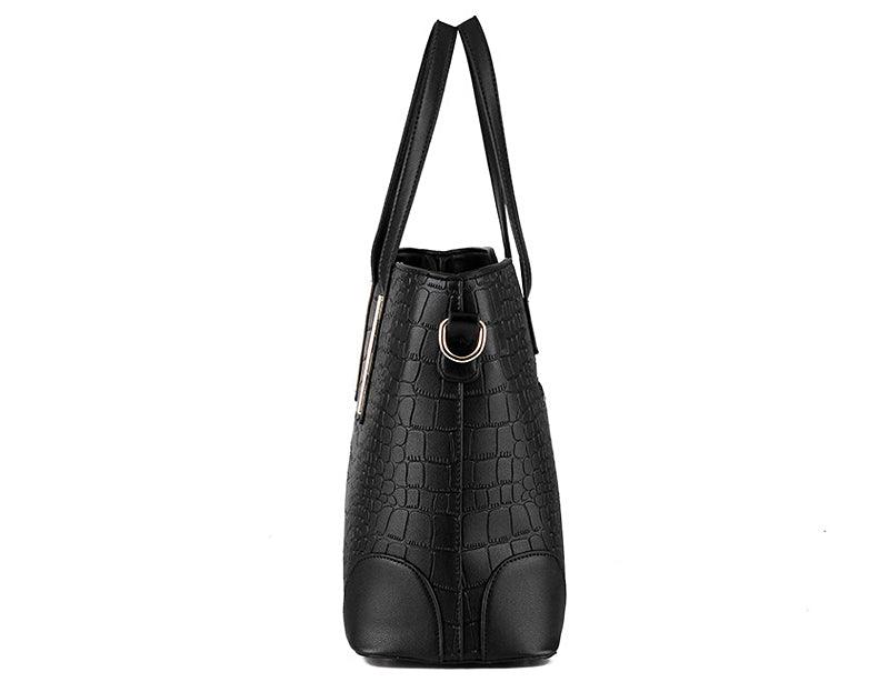 Luxury Designer Dark Pink Croc Tote 2 In 1 Handbag - Obeezi.com