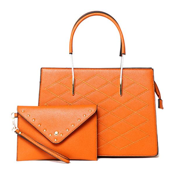 Luxury Women Designer Leather 2 in 1 Bag - Brown - Obeezi.com