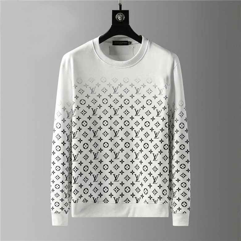 LV Luxury 3D Logo Cotton Sweatshirt- White - Obeezi.com