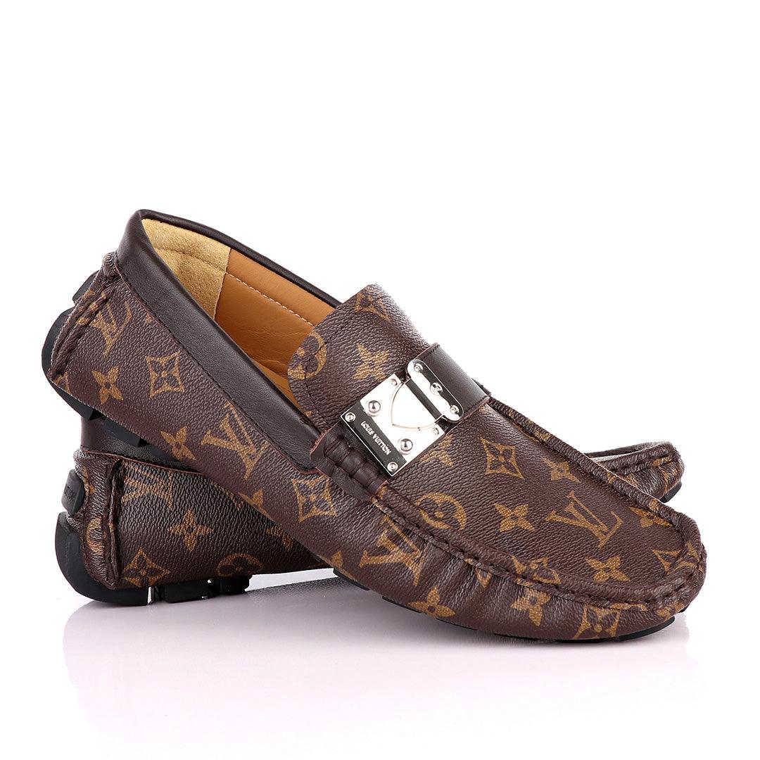 LV Monogram Moccasin Loafers-Brown - Obeezi.com