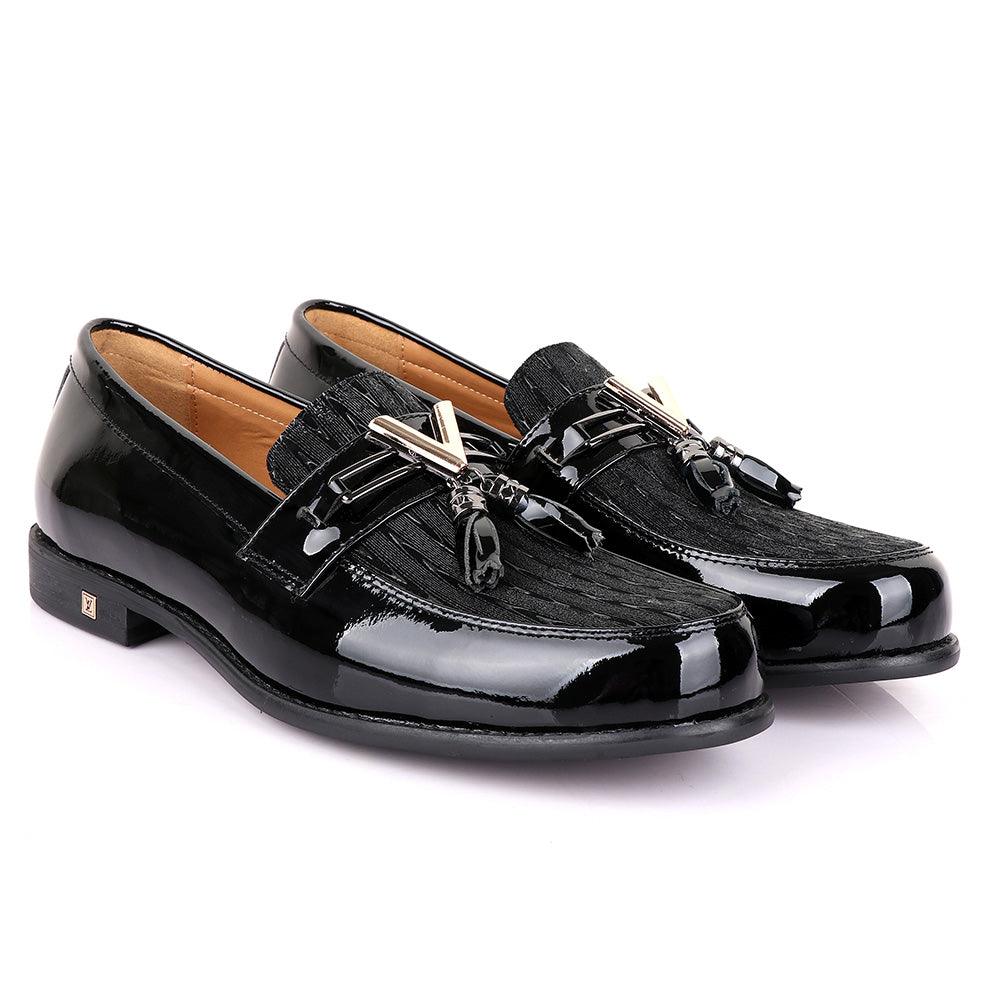LV Patent Black Tassel Leather Shoe - Obeezi.com