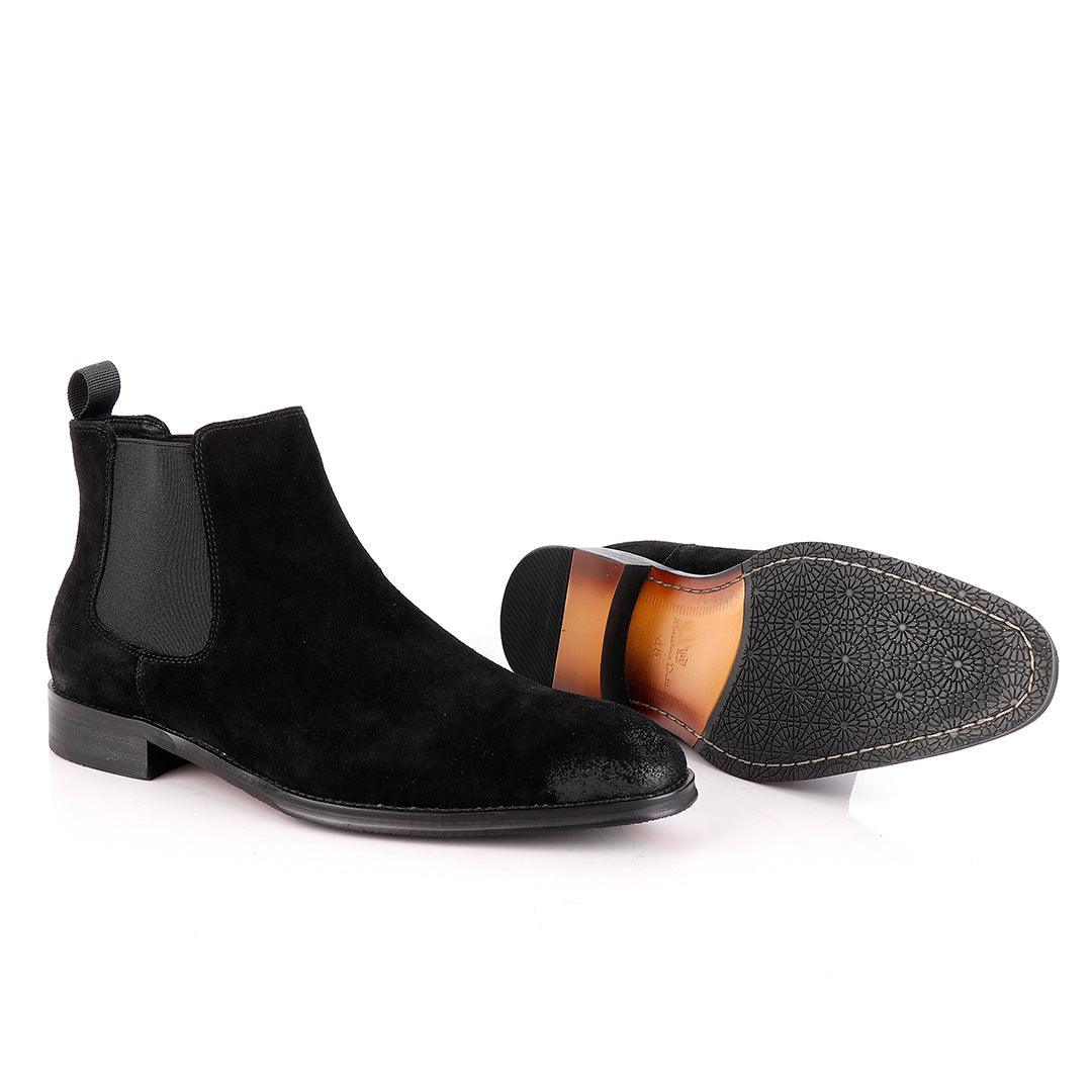 Massimo Dutti Chelsea Black Suede Shoe - Obeezi.com