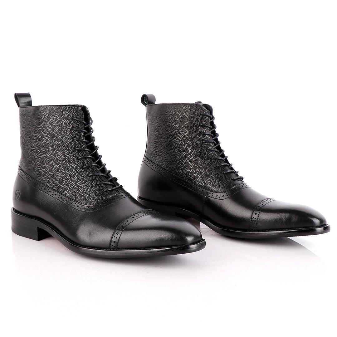Massimo Dutti High tops Brogues Lace up Leather Chelsea Boot - Obeezi.com