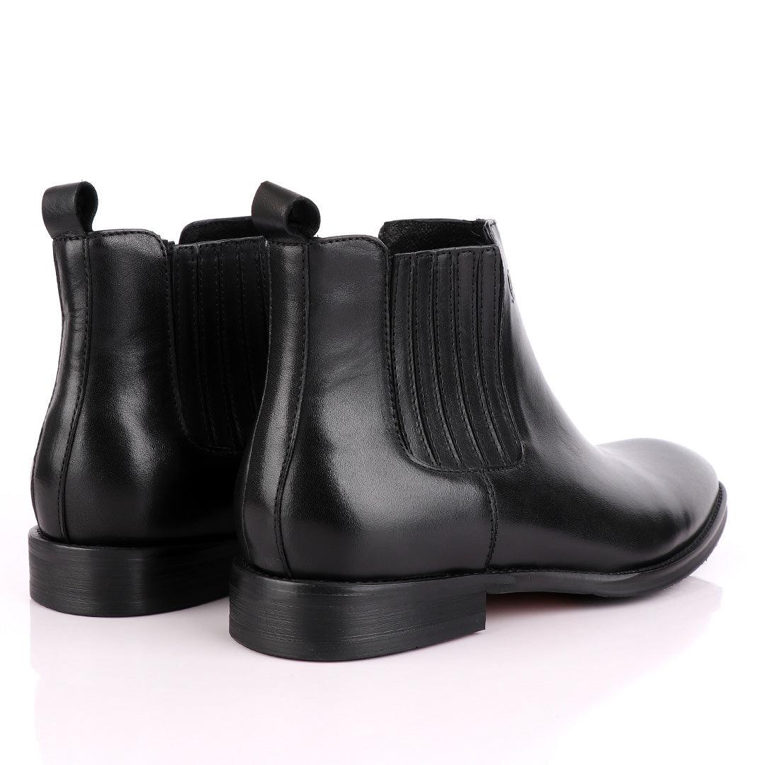 Massimo Dutti High tops Brogues Leather Chelsea Black Boot - Obeezi.com