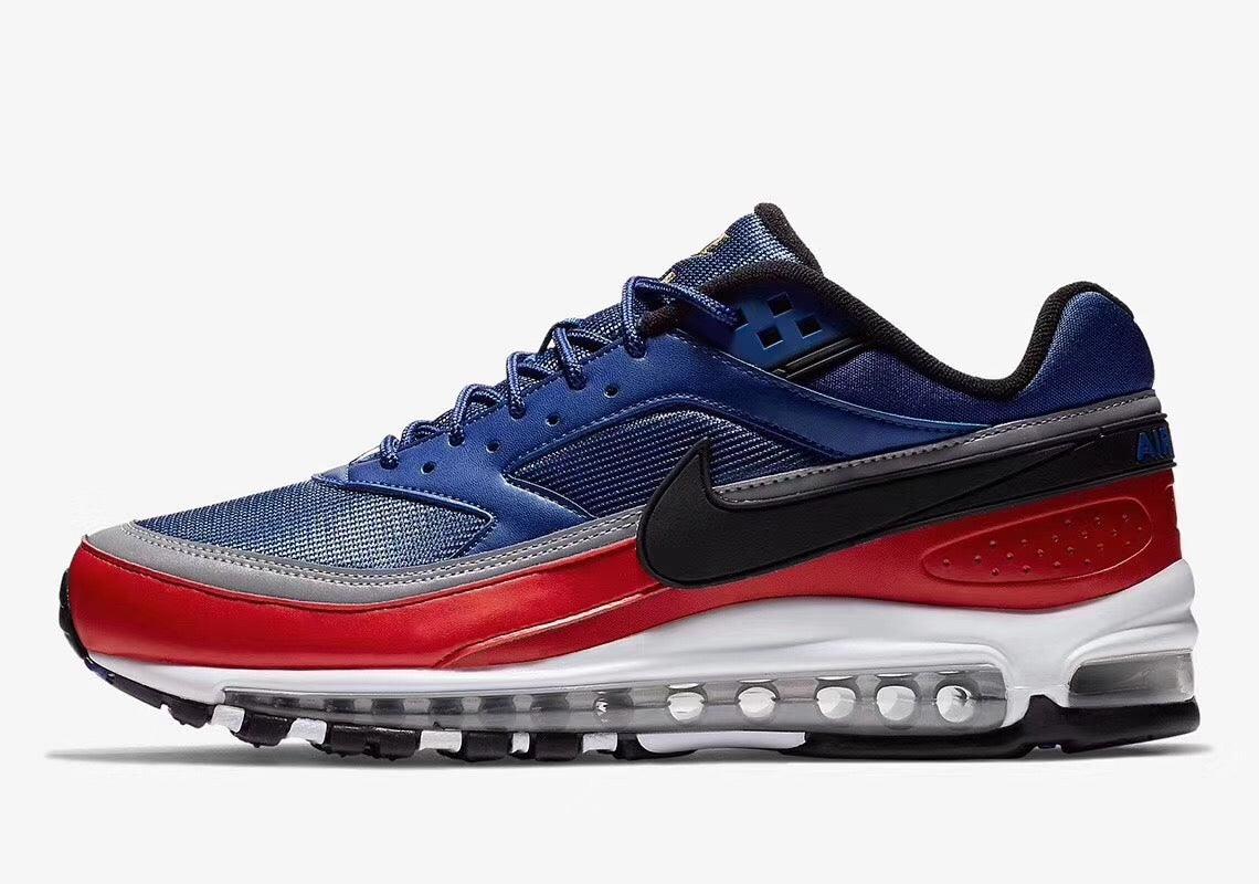 Max 97 Blue and Red Men's Running Sneakers - Obeezi.com