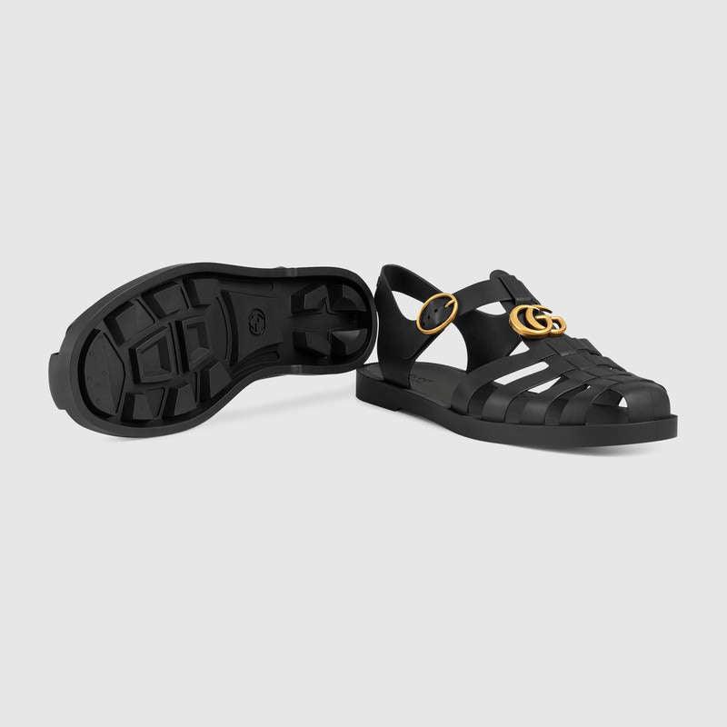 Men Leather buckle strap Black sandal - Obeezi.com