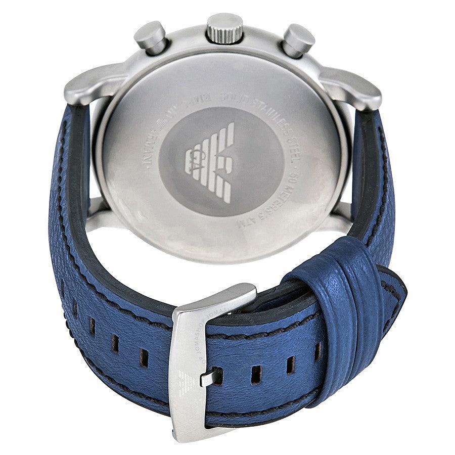 Men's AR1969 Chronograph Blue Leather Watch - Obeezi.com