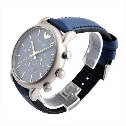 Men's AR1969 Chronograph Blue Leather Watch - Obeezi.com