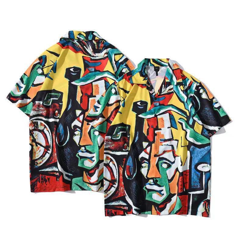 Men's Art Inspired Multi Coloured Designed Aloha Shirt - Obeezi.com