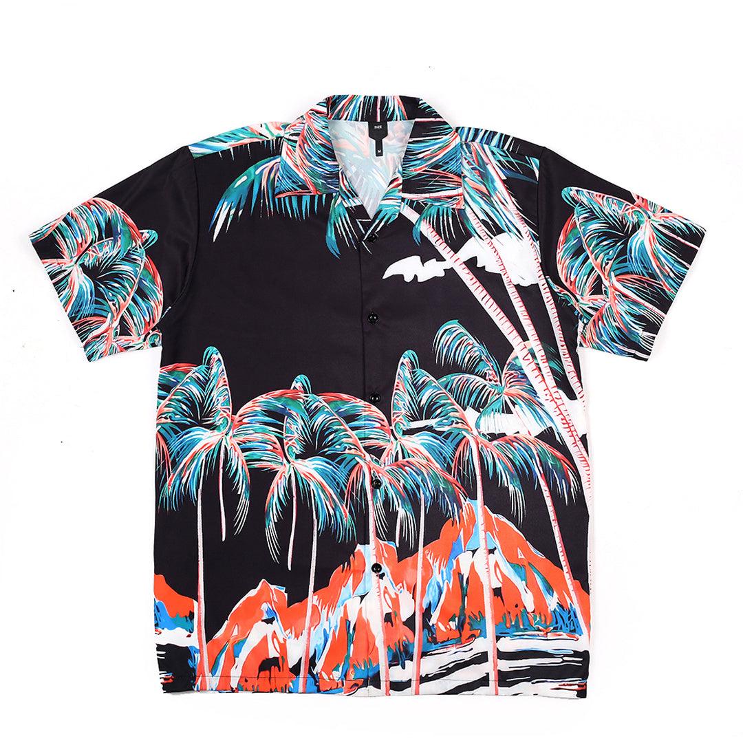 Men's Beach Inspired Coconut Tree Designed Aloha Shirt - Obeezi.com
