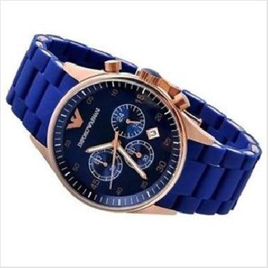 Men's Blue Rubber Watch AR5919 - Obeezi.com