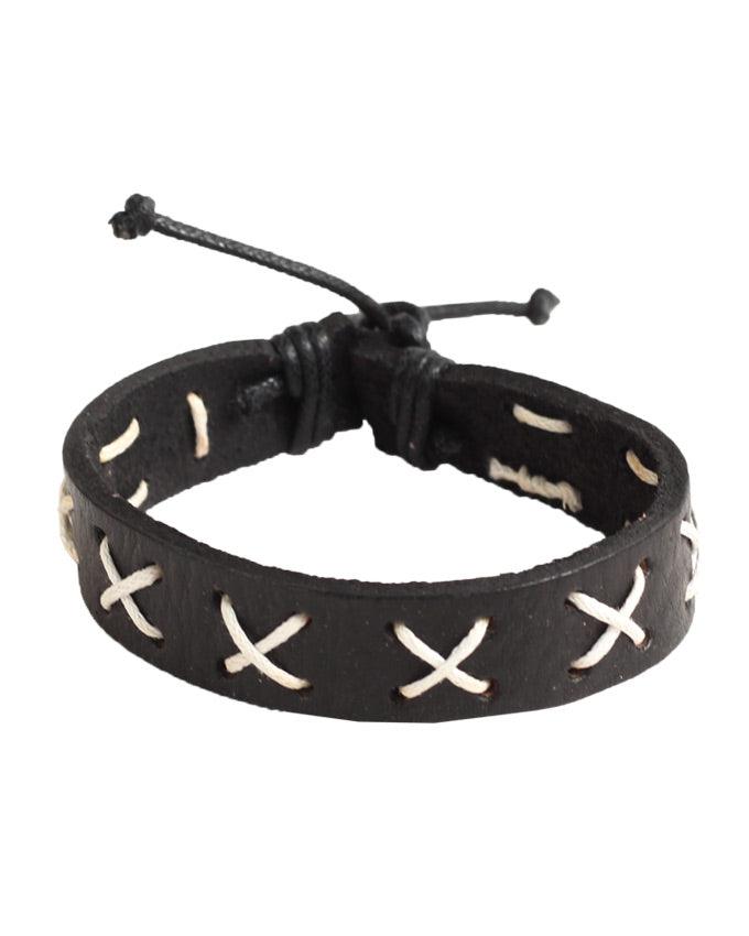 Men's casual black and cross whiite bracelet - Obeezi.com