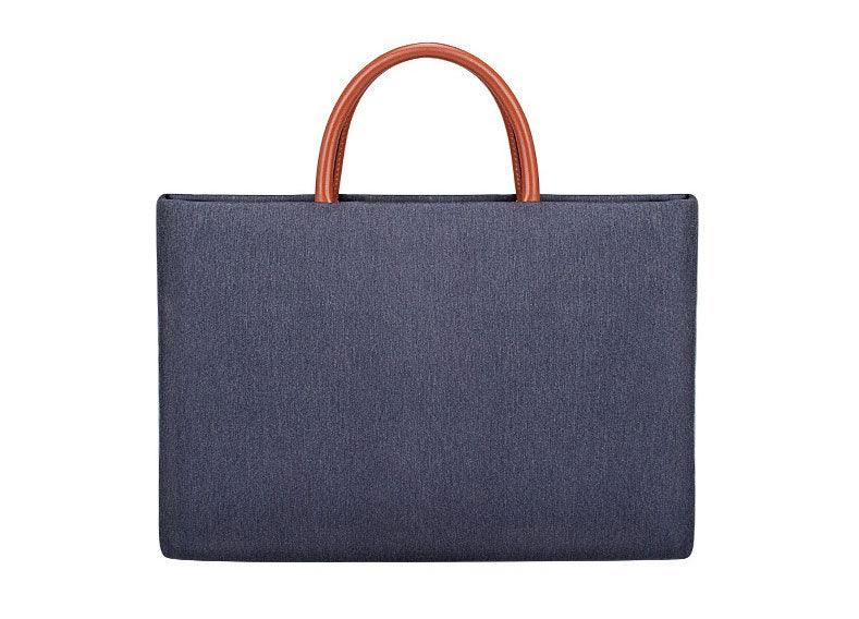 Men's Casual Waterproof Breathable Soft Leather Handle Laptop Bag-NavyBlue - Obeezi.com