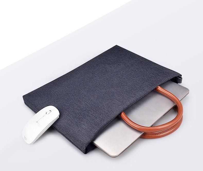 Men's Casual Waterproof Breathable Soft Leather Handle Laptop Bag-NavyBlue - Obeezi.com