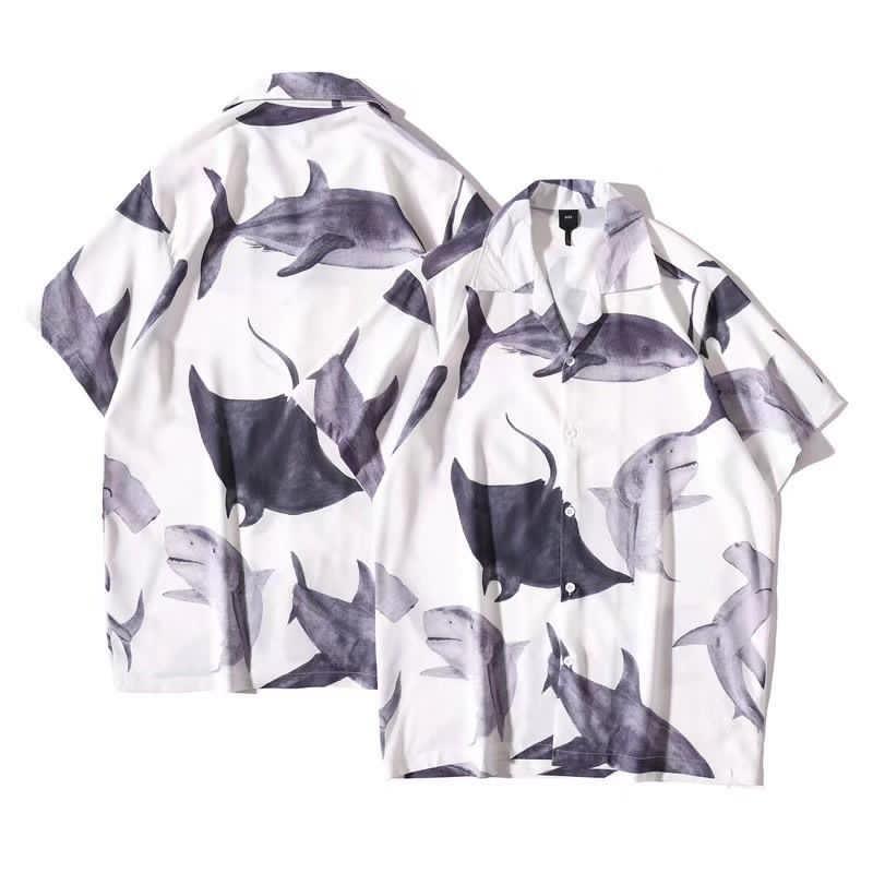 Men's Classic Aqua Life Designed Aloha Shirt - Obeezi.com