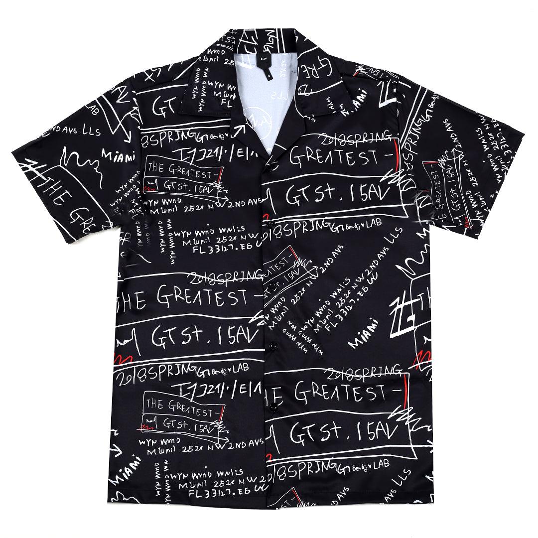 Men's Classic The Greatest Designed Aloha Shirt - Black - Obeezi.com