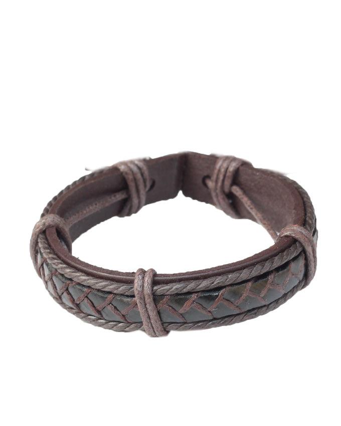Men's Genuine Leather Bracelet with adjustable drawstring Clasp - Obeezi.com