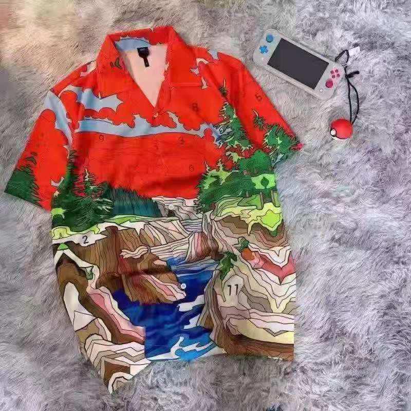 Men's Nature Inspired Designed Aloha Shirt- Orange - Obeezi.com