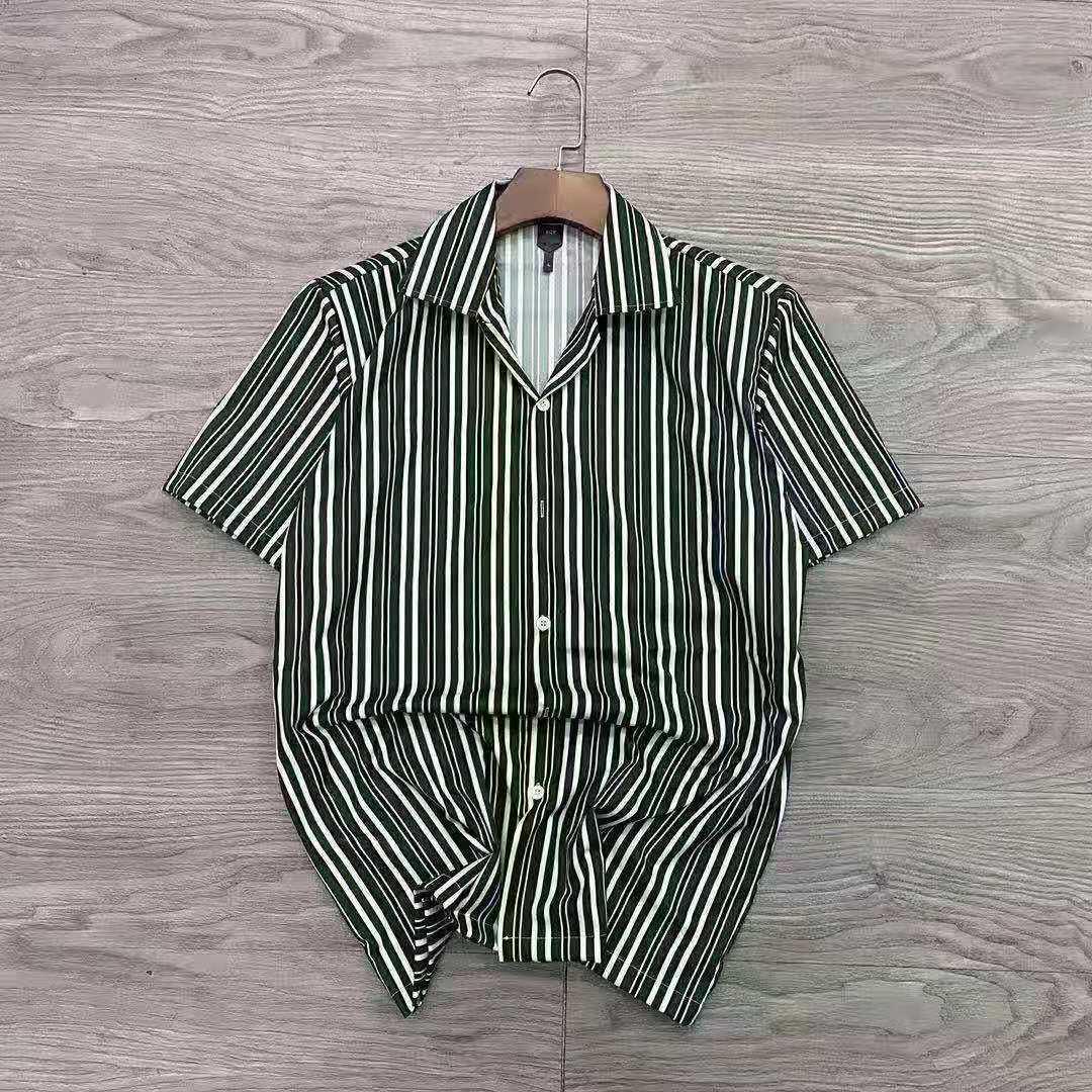Men'S Short Sleeves Stripes Casual Hawaiian Shirt- - Obeezi.com
