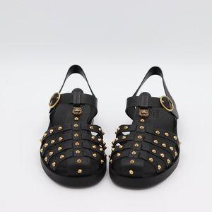 Mens Black Buckle Strap Feline Sandals - Obeezi.com