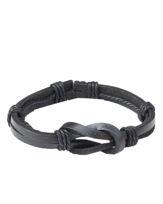 Modern Moroccan Unisex Pure Black Leather Bracelet - Obeezi.com