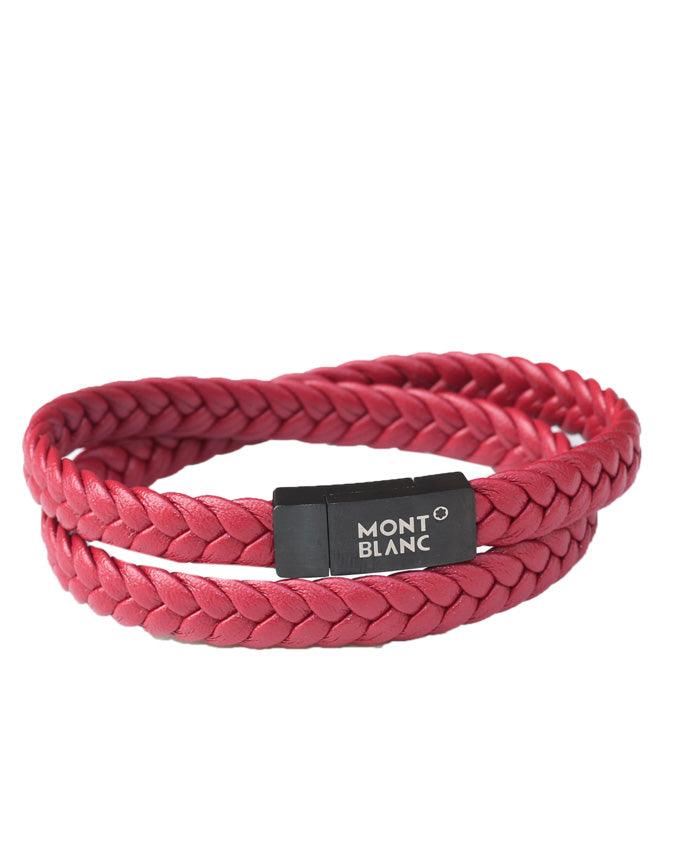 Mont Blanc Black head 2 Pack pink plaited leather bracelet - Obeezi.com