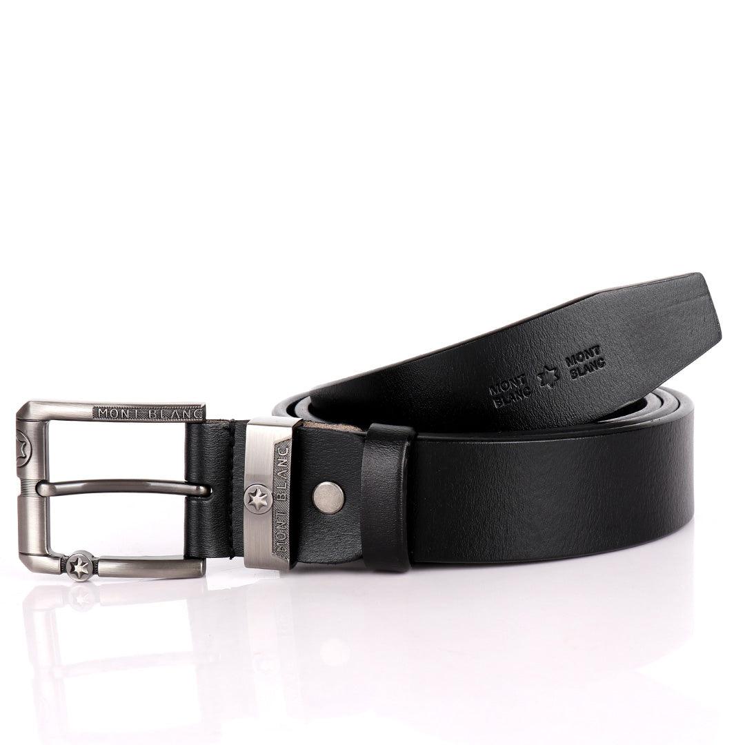 Mont Blanc Men's Formal Leather Belt- Black - Obeezi.com