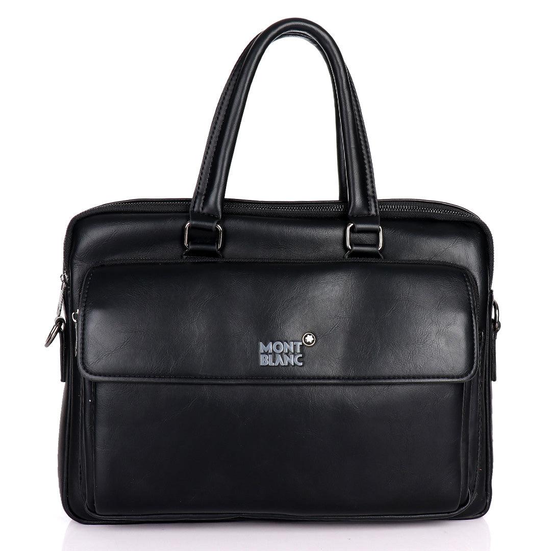 Mont Blanc Vintage Brown Leather Briefcase With Original Shoulder Strap. Black - Obeezi.com
