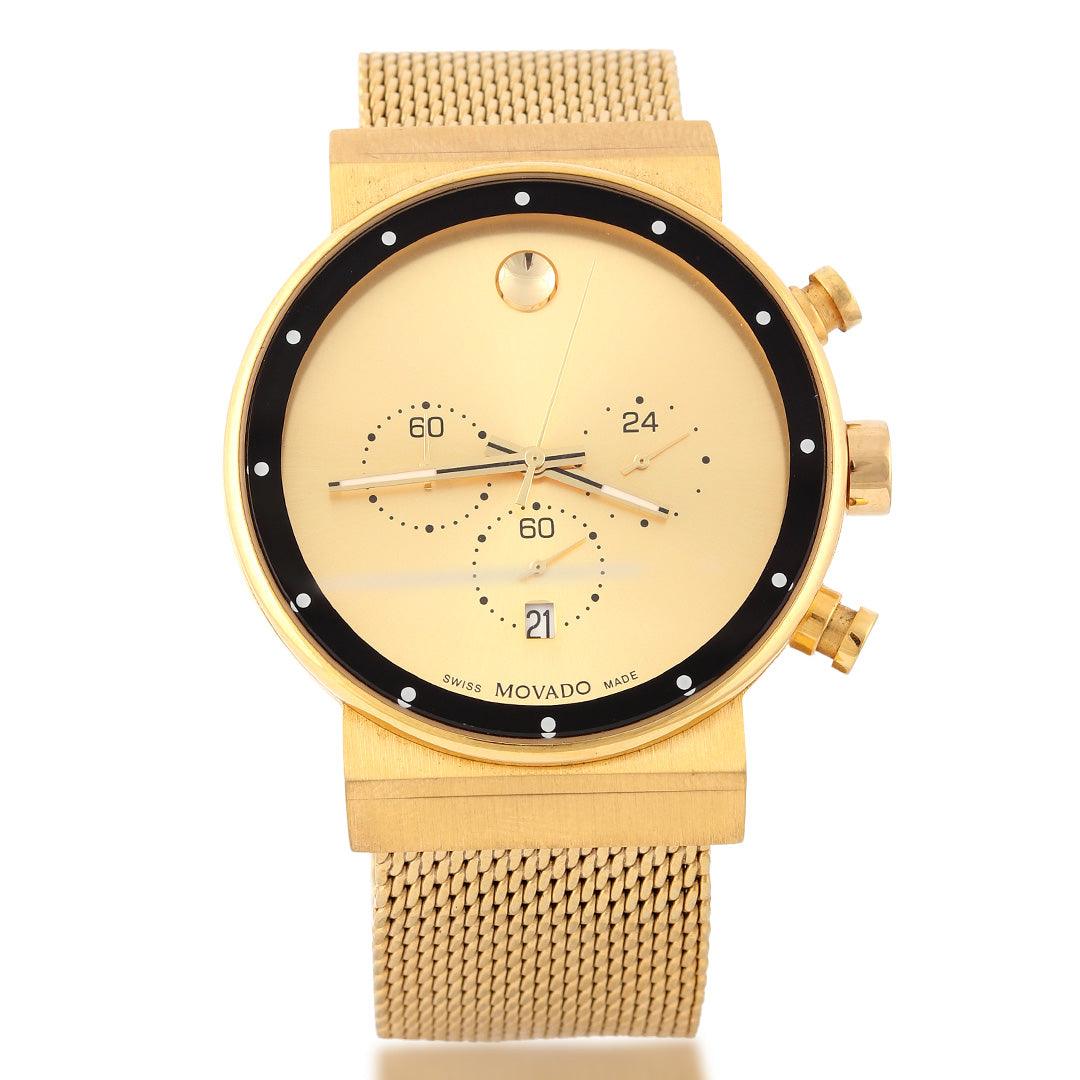 Movado Museum Classic Gold Watch With Gold Dial, Gold Accents And Gold Straps - Obeezi.com