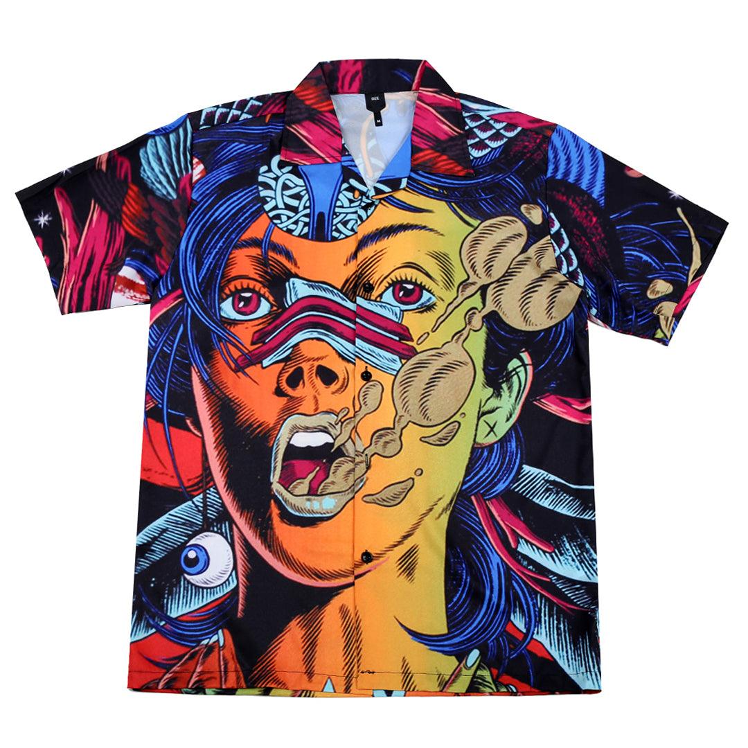 Multi Coloured Face encrypted Aloha Designed Shirt - Obeezi.com
