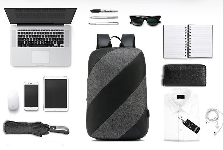 Multi-function Waterproof Grey Backpack With USB Port - Obeezi.com