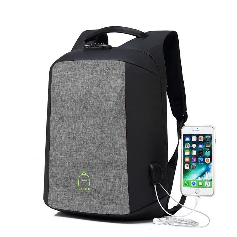 Multi-function Waterproof Nylon Anti-theft Computer Backpack With Changing And Auxiliary Port-Blue - Obeezi.com