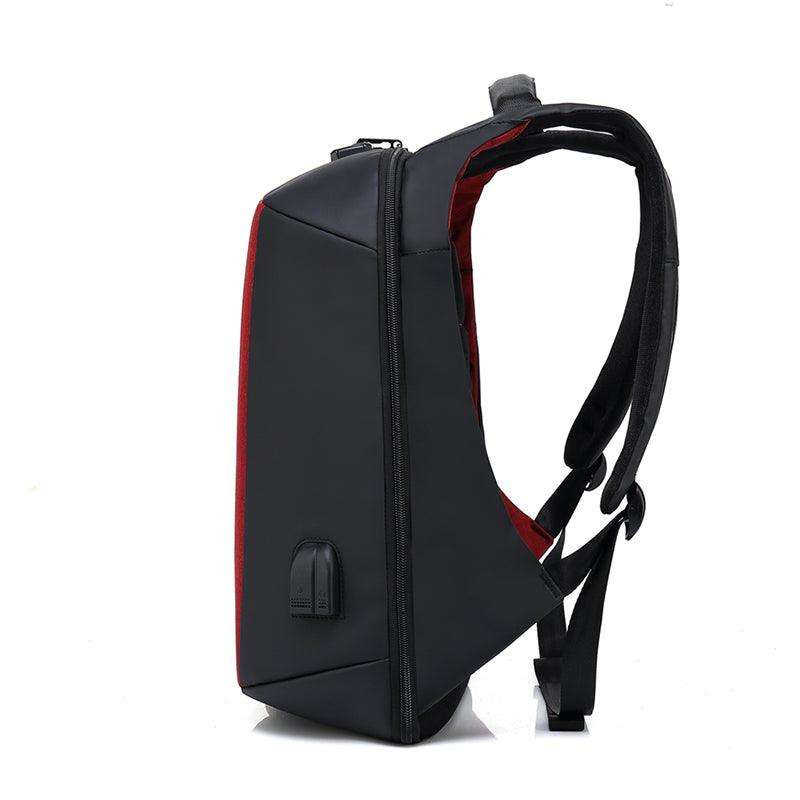 Multi-function Waterproof Nylon Anti-theft Computer Backpack With Changing And Auxiliary Port-Red - Obeezi.com