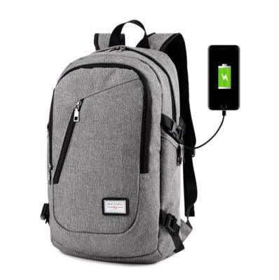 Multi-Functional Canvas USB Backpack-Grey - Obeezi.com
