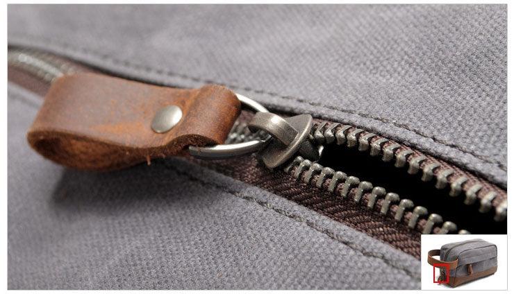 Multifunction Canvas and Leather Handy Sling Hand Pouch - Black - Obeezi.com