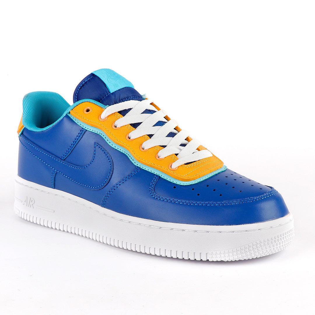N A F 1 07 Patent RoyalBlue White and yellow Casual Sneakerboots - Obeezi.com