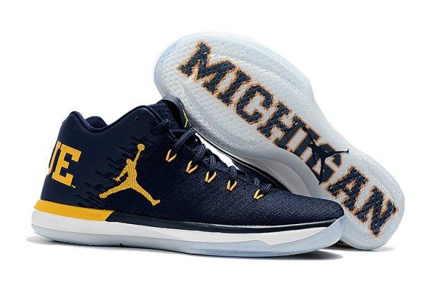 N A J XXXI 31 Low Michigan Wolverines College Navy Amarillo White Men's Basketball Sneakers - Obeezi.com