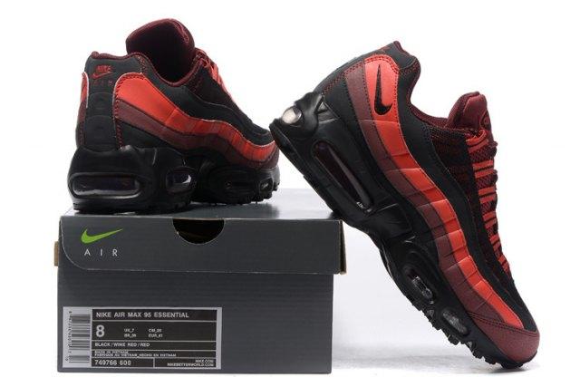 N A Max 95 Essential Red Black University Men's Casual Trainers Running Shoes - Obeezi.com