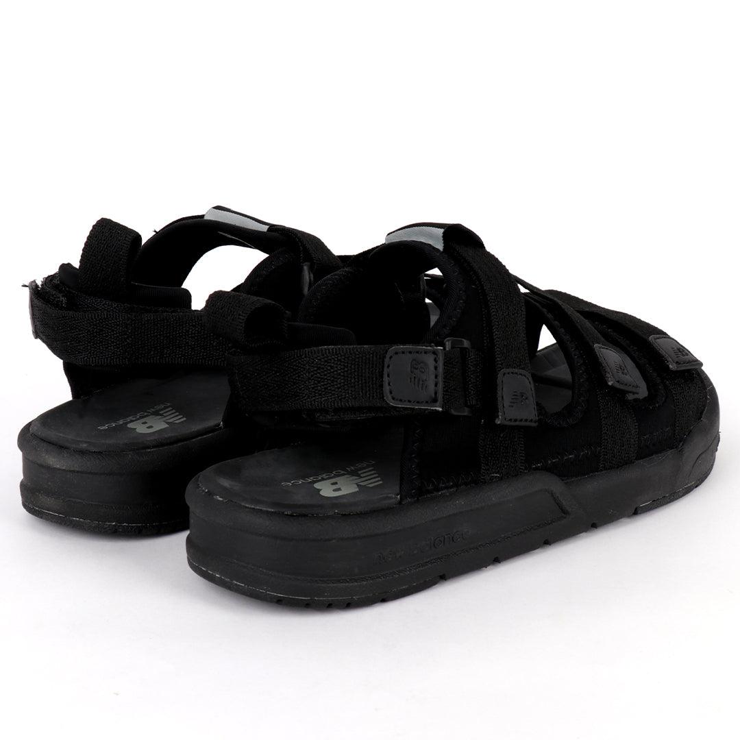 NB Three Straps All Black Sandals - Obeezi.com