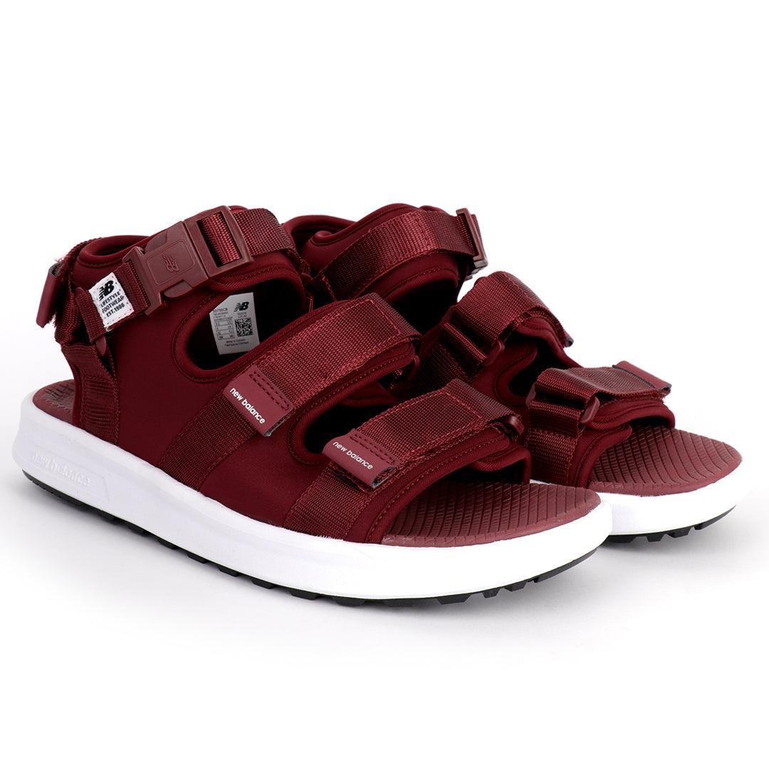 NB Three Straps All Wine With White Sole Sandal - Obeezi.com