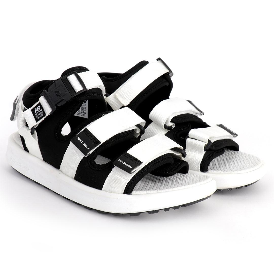 NB Three Straps Black And White Mens' Sandal - Obeezi.com