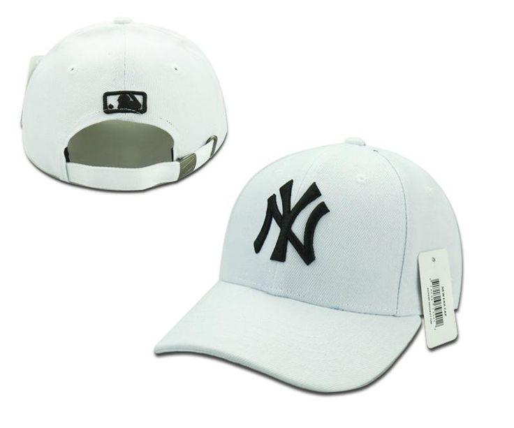 New York Yankees MLB Classic Unisex NY Logo Strap Back Adjustable White Cap - Obeezi.com