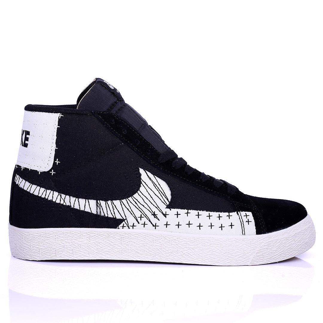 NK Exquisite White And Black Designed Sneakers With Solid White Sole - Obeezi.com