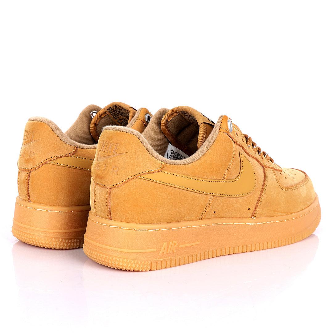 NK Force 1 Flat/Wheat-Gum Light Brown Sneakers - Obeezi.com