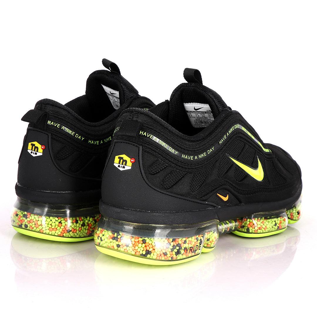 NK Max Black Sneakers With Pearl Filled Tuned Pressure Sole And Lemon Logo Design - Obeezi.com