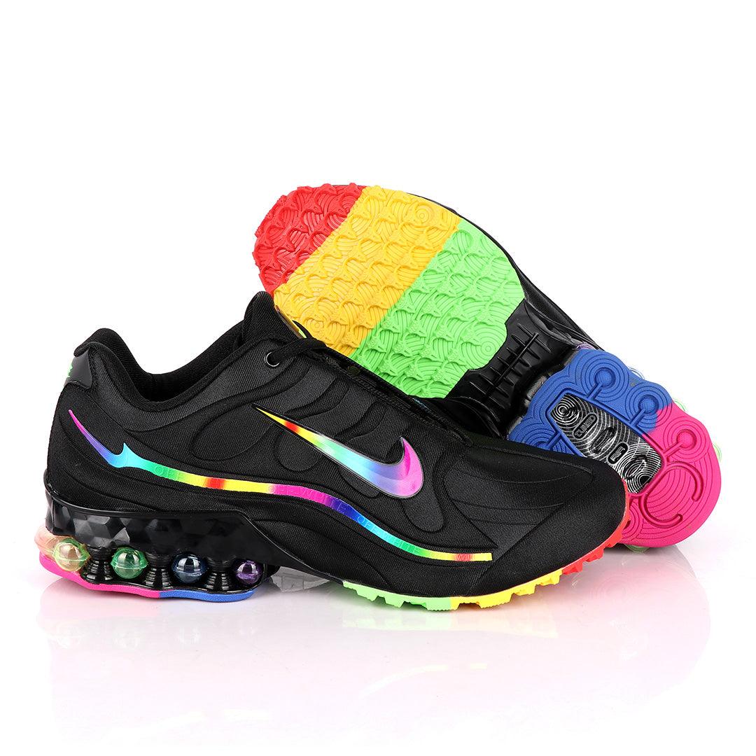 NK Max Off-White Black Sneakers With Multi-color Sole And Logo - Obeezi.com