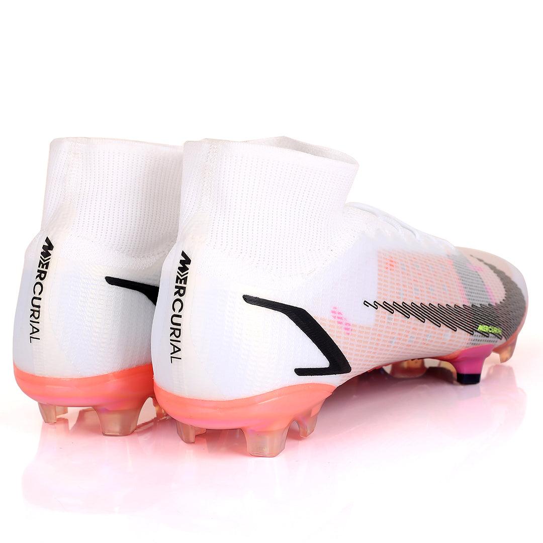 NK Mercurial Logo Designed High Top Football Boots - White - Obeezi.com