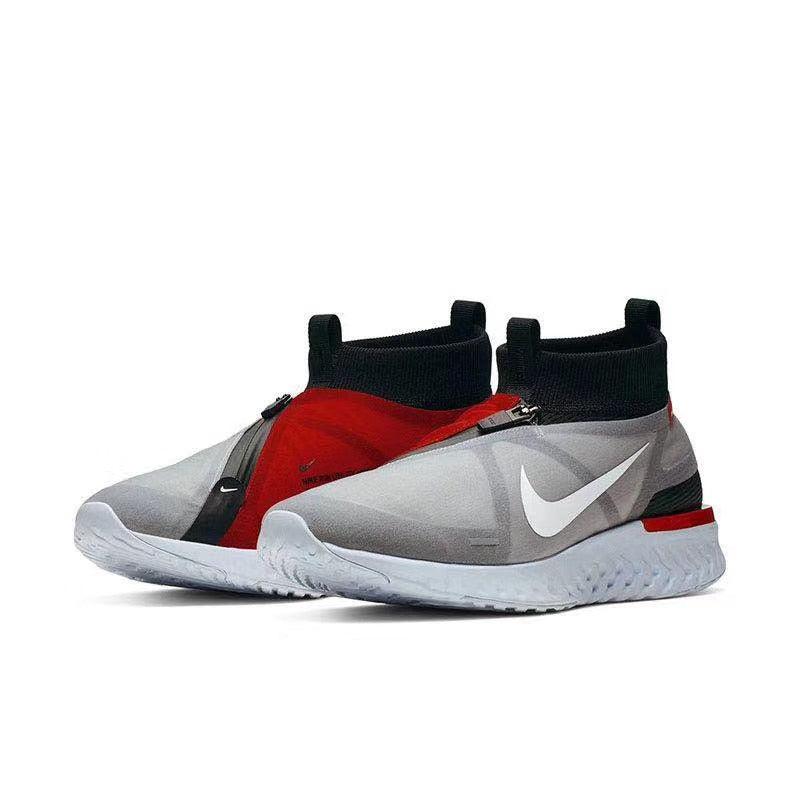 NK React Run Utility Grey and Red Running Sneakers - Obeezi.com