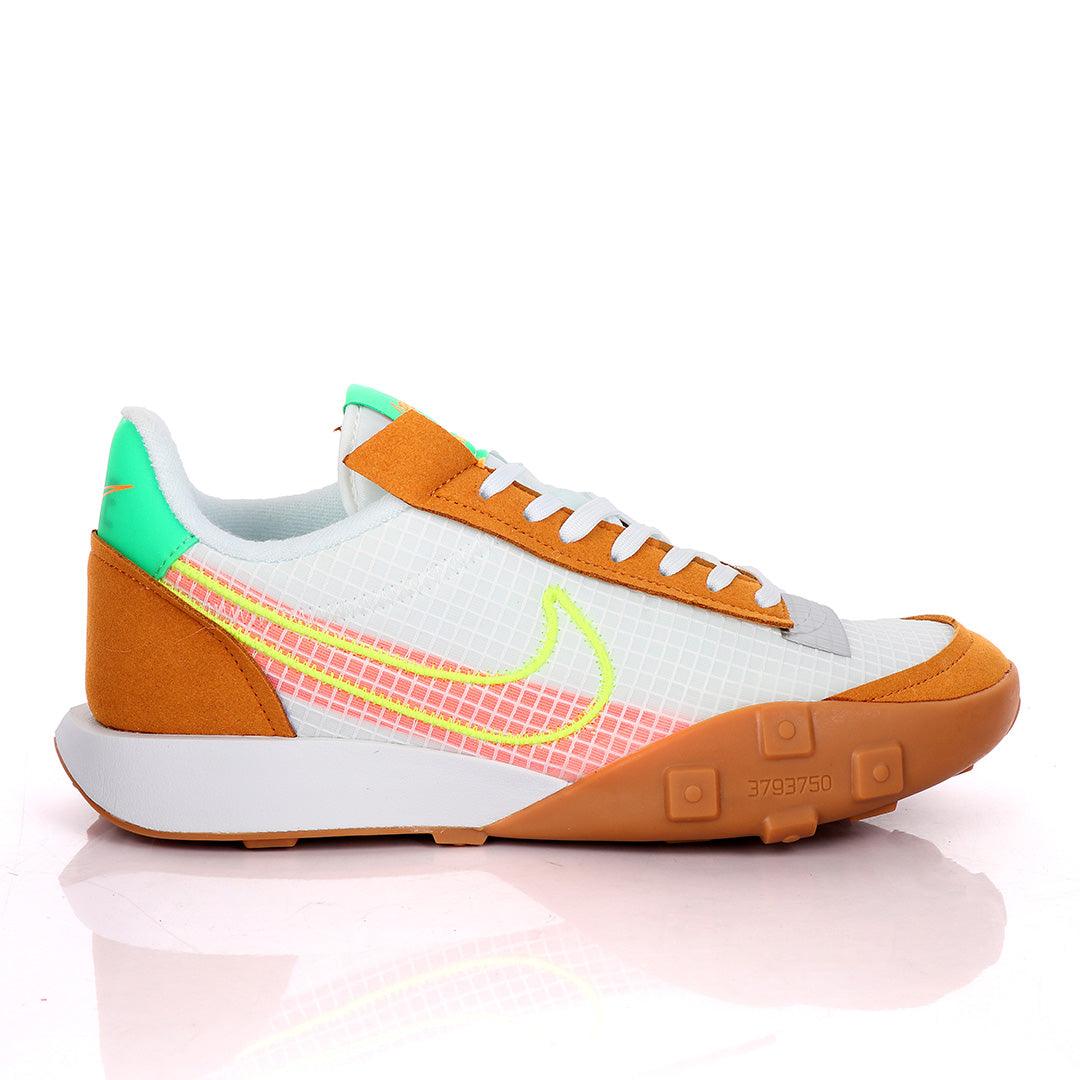 NK Waffle Racer White And Brown Sneakers - Obeezi.com