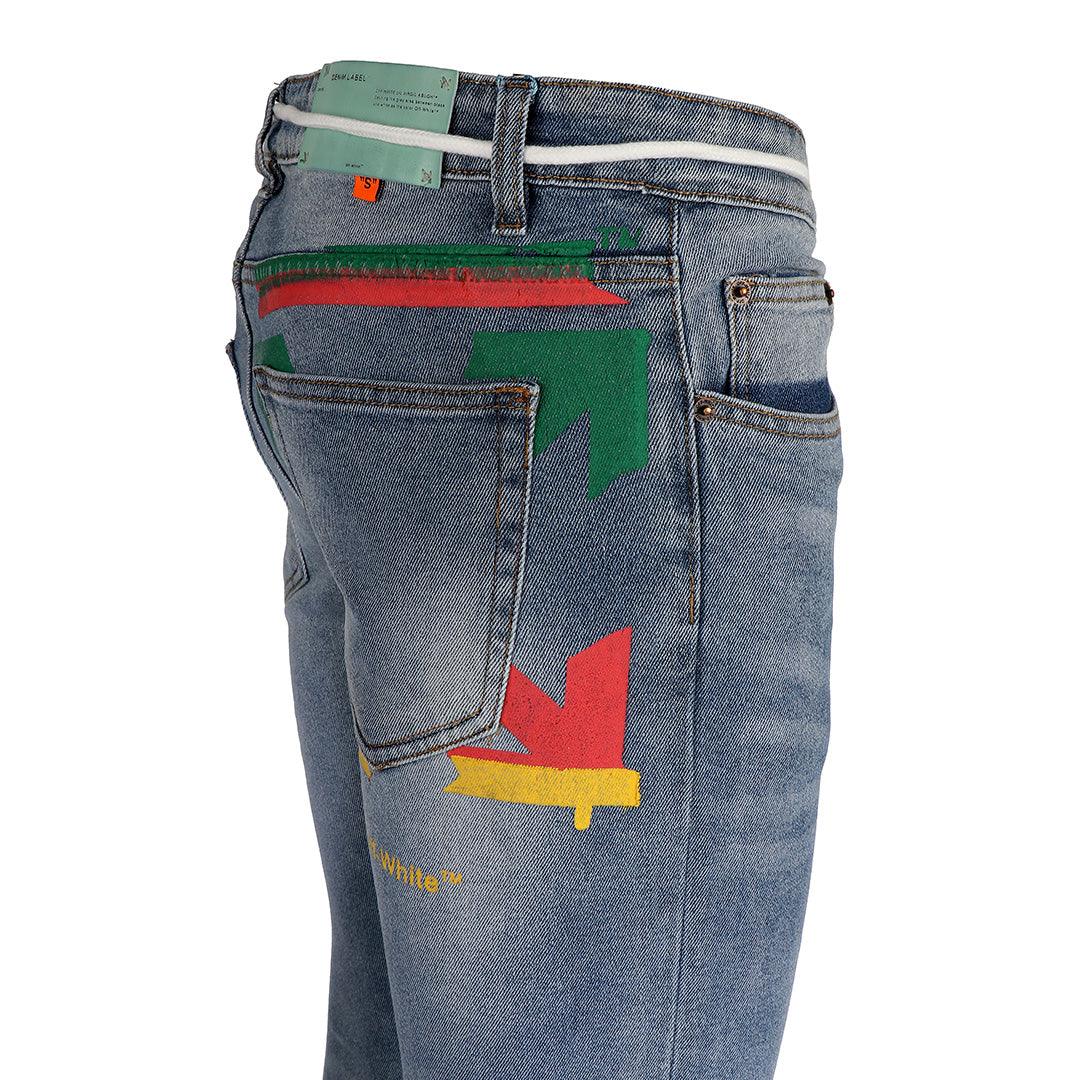 O.W Virgil Abloh Collection Authentic Men's Denim Label Jeans- Blue - Obeezi.com